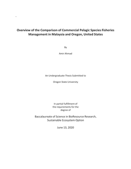 ` Overview of the Comparison of Commercial Pelagic Species