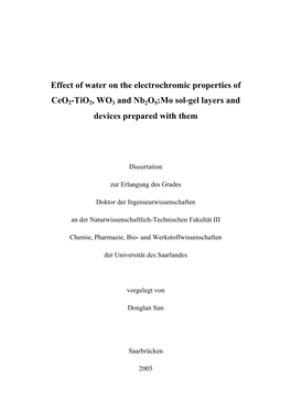 Effect of Water on the Electrochromic Properties of Ceo2-Tio2, WO3 And