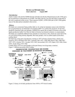 Review on Oil Shale Data Jean Laherrere August 2005