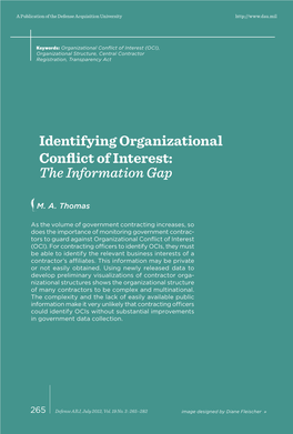 Identifying Organizational Conflict of Interest: the Information Gap