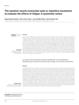 The Isometric Muscle Contraction Tasks Or Repetitive Movements to Evaluate the Effects of Fatigue