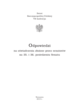 Odpowiedzi Na Oświadczenia Senatorów