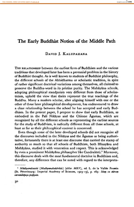 The Early Buddhist Notion of the Middle Path