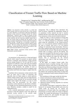 Learning Classification of Freenet Traffic Flow Based on Machine