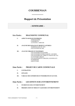 COURRENSAN ___Rapport De Présentation