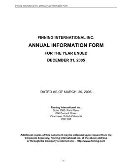 Annual Information Form