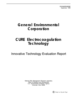 General Environmental Corporation CURE Electrocoagulation Technology