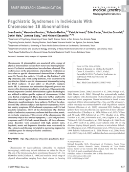 Psychiatric Syndromes in Individuals with Chromosome 18 Abnormalities