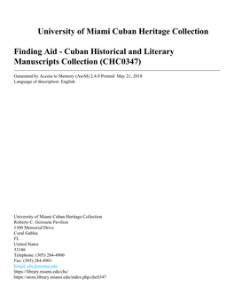 Cuban Historical and Literary Manuscripts Collection (CHC0347)