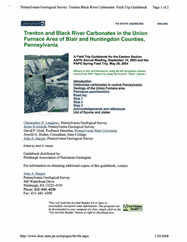 Ordovician Carbonates in Central Pennsylvania, Trenton and Black