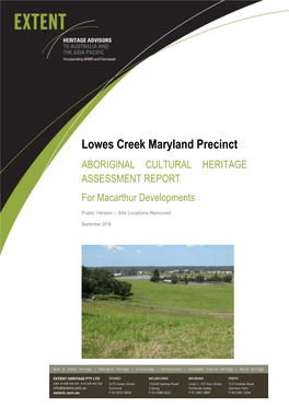 Lowes Creek Maryland Precinct ABORIGINAL CULTURAL HERITAGE ASSESSMENT REPORT for Macarthur Developments