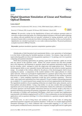 Digital Quantum Simulation of Linear and Nonlinear Optical Elements