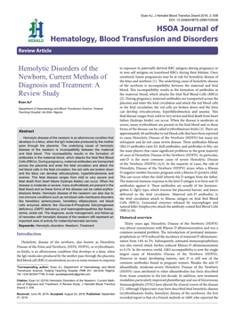 Hemolytic Disorders of the Newborn, Current Methods of Diagnosis and Treatment: a Review Study