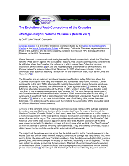 The Evolution of Arab Conceptions of the Crusades Strategic Insights