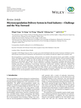 Microencapsulation Delivery System in Food Industry—Challenge and the Way Forward