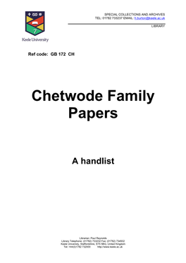 Chetwode Family Papers