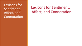 Lexicons for Sentiment, Affect, and Connotation