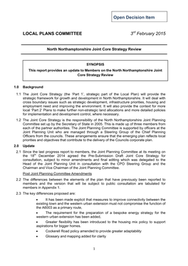 Open Decision Item LOCAL PLANS COMMITTEE 3 February 2015