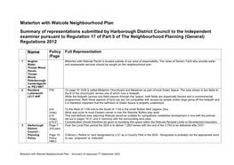 Misterton with Walcote Neighbourhood Plan Summary Of