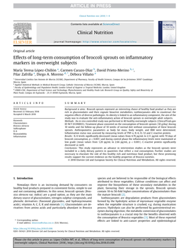 Effects of Long-Term Consumption of Broccoli Sprouts on Inflammatory