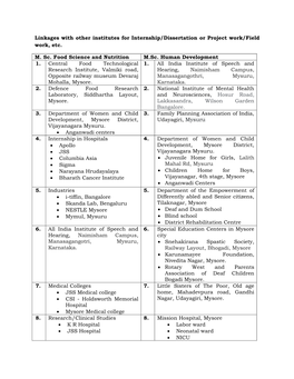 To View Linkages with Other Institutes for Internship/Dissertation Or Project