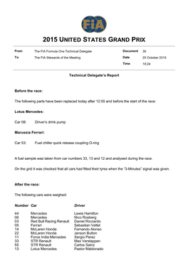 Document 39 to the FIA Stewards of the Meeting Date 25 October 2015 Time 18:24