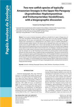 Two New Catfish Species of Typically Amazonian Lineages In