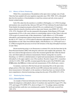 13.1 History of Metric Monitoring While Chl-A Concentrations of The