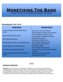 Monetizing the Band “How to Be a Working Band in 2010”