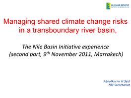 Managing Shared Climate Change Risks in a Transboundary River Basin