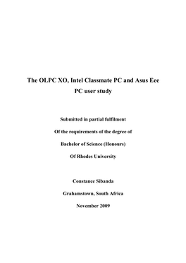 The OLPC XO, Intel Classmate PC and Asus Eee PC User Study