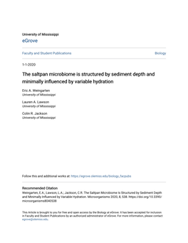 The Saltpan Microbiome Is Structured by Sediment Depth and Minimally Influenced Yb Variable Hydration