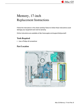 Imac G5 17" Memory Replacement Instructions (Do It Yourself Manual)