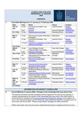 Councillors' Bulletin Wednesday, 30 January 2008