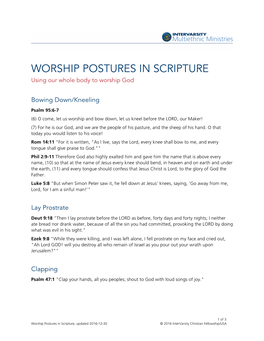 WORSHIP POSTURES in SCRIPTURE Using Our Whole Body to Worship God