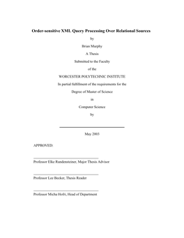 Order-Sensitive XML Query Processing Over Relational Sources