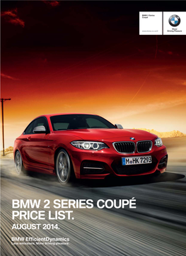 Bmw 2 Series Coupé Price List. August 2014