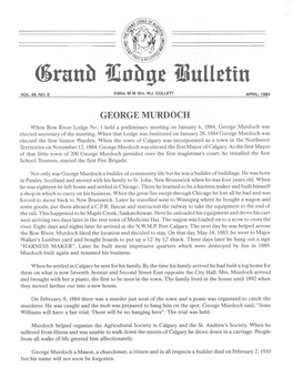 GEORGE MURDOCH When Bow River Lodge No