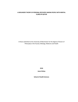 A Grounded Theory of Personal Recovery Among People with Mental Illness in Qatar