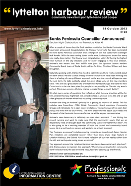 Lyttelton Harbour Review “ Community News from Port Lyttelton to Port Cooper