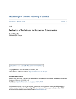 Evaluation of Techniques for Recovering Ectoparasites