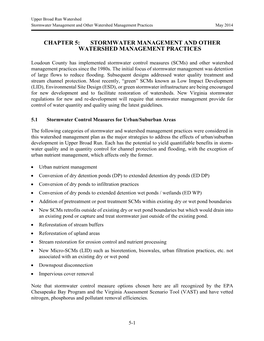 Chapter 5: Stormwater Management and Other Watershed Management Practices