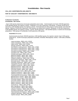 Summary for Invertebrates