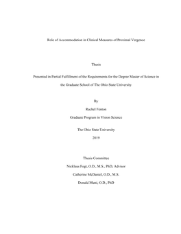 1 Role of Accommodation in Clinical Measures of Proximal Vergence