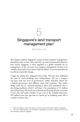 5. Singapore's Land Transport Management Plan