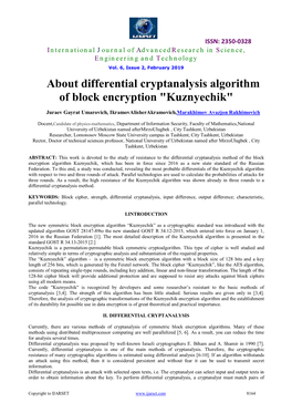 About Differential Cryptanalysis Algorithm of Block Encryption 