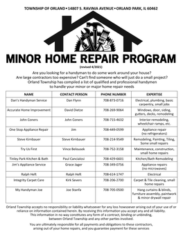 Minor Home Repair Program