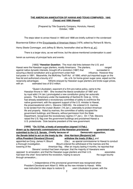 THE AMERICAN ANNEXATION of HAWAII and TEXAS COMPARED: 1845 (Texas) and 1898 (Hawaii)