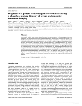 Diagnosis of a Patient with Oncogenic Osteomalacia Using a Phosphate Uptake Bioassay of Serum and Magnetic Resonance Imaging