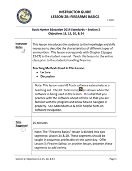 Instructor Guide Lesson 2B: Firearms Basics V